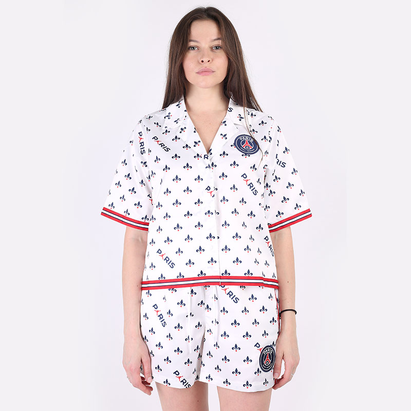 женская белая рубашка Jordan Paris Saint-Germain Women's Short-Sleeve Printed Top DC0451-100 - цена, описание, фото 3